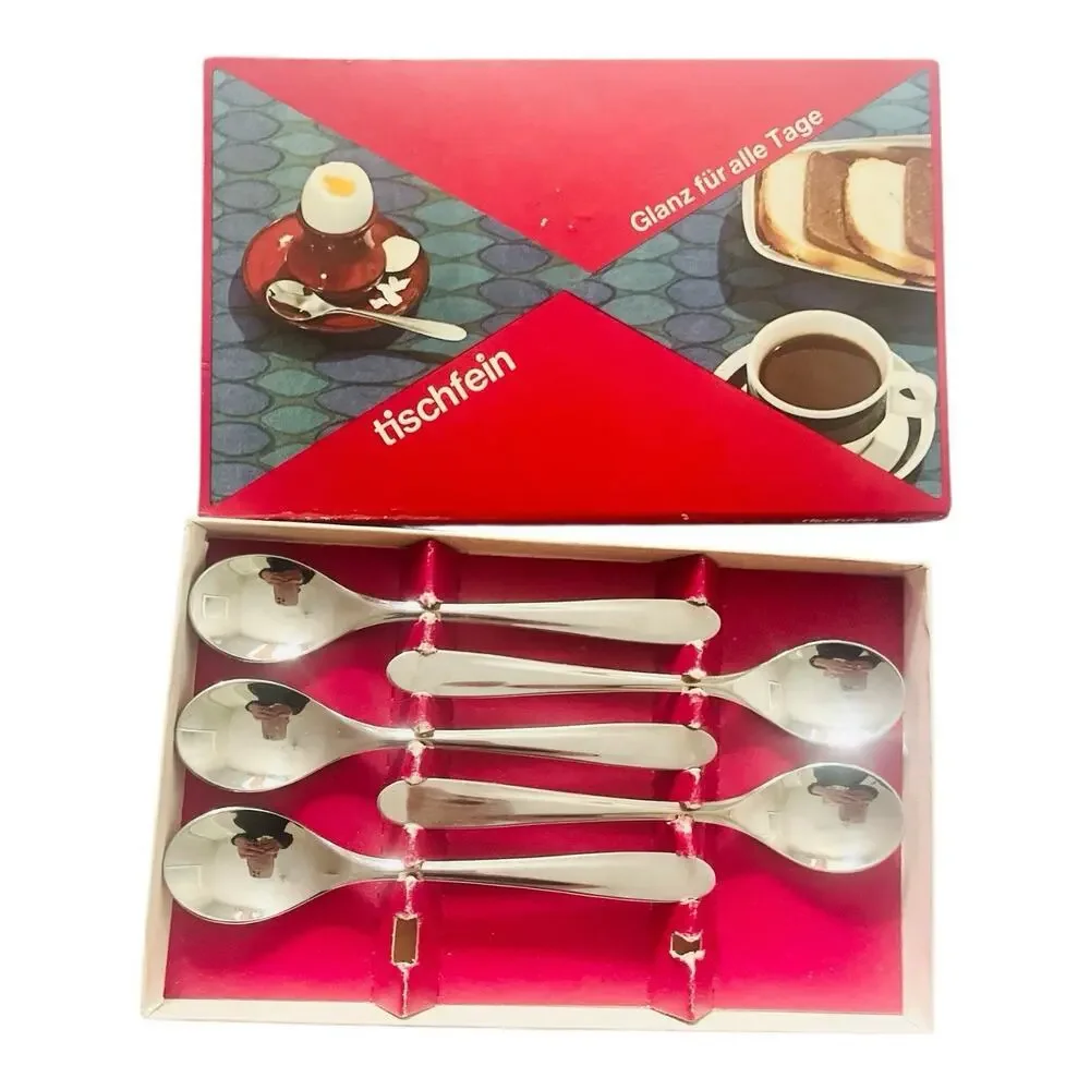 Vintage Marke Tischfein Demitasse Egg Spoons Set Of 5 Stainless Steel 18/8